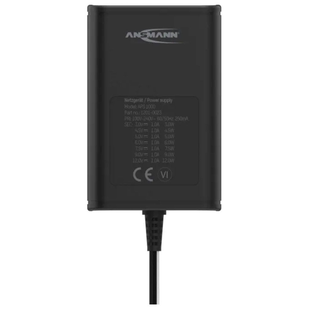 Ansmann APS 1000 Alimentatore da Rete Regolabile 3–12 V, 1000 mA, 12 W