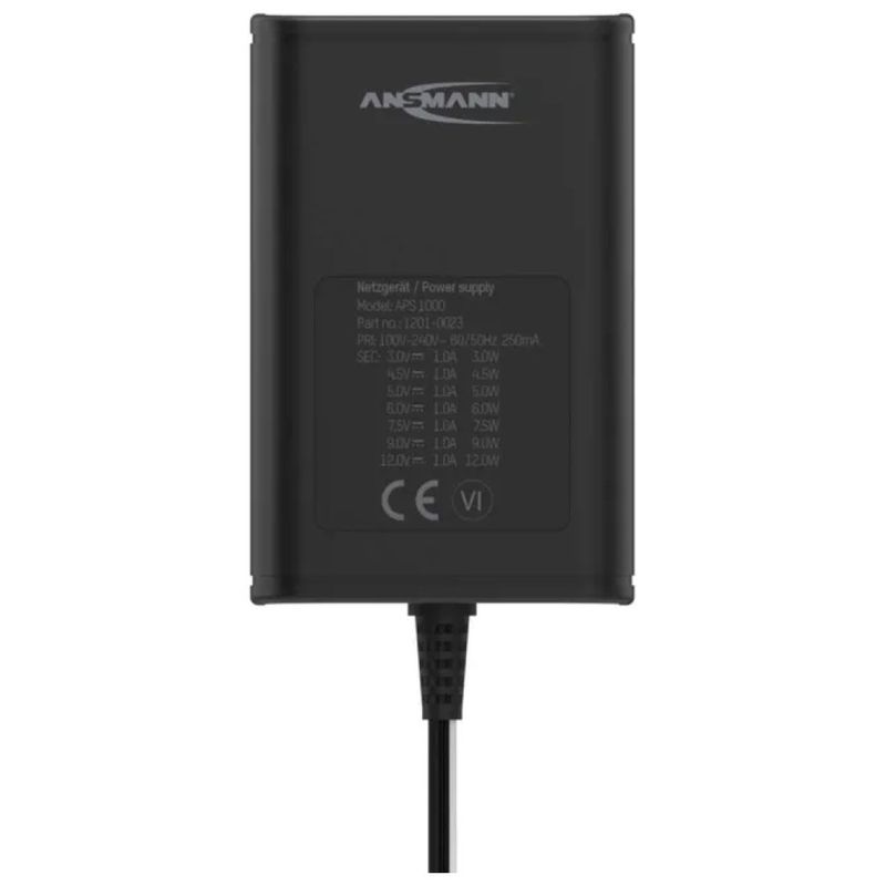 Ansmann APS 1000 Alimentatore da Rete Regolabile 3–12 V, 1000 mA, 12 W