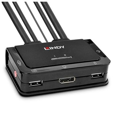 Lindy 42344 Switch KVM 2 porte DisplayPort 4K 60 Hz con USB e audio Lindy 42344 Switch KVM 2 porte DisplayPort 4K 60 Hz con USB e audio