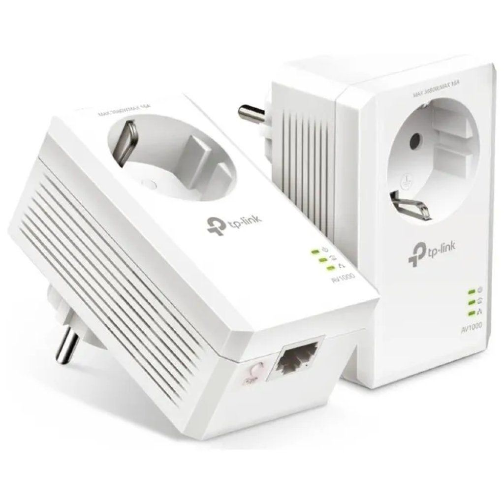 TP-Link TL-PA7019P KIT Powerline Gigabit con Presa Integrata, 2 Pezzi TP-Link TL-PA7019P KIT Powerline Gigabit con Presa Integrata, 2 Pezzi