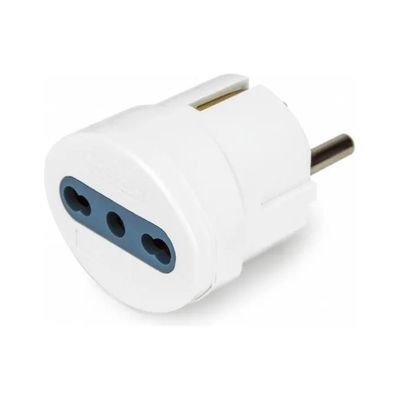Vultech AT-06 Adattatore Schuko a Bipasso 10/16 A, 1500 W, Bianco