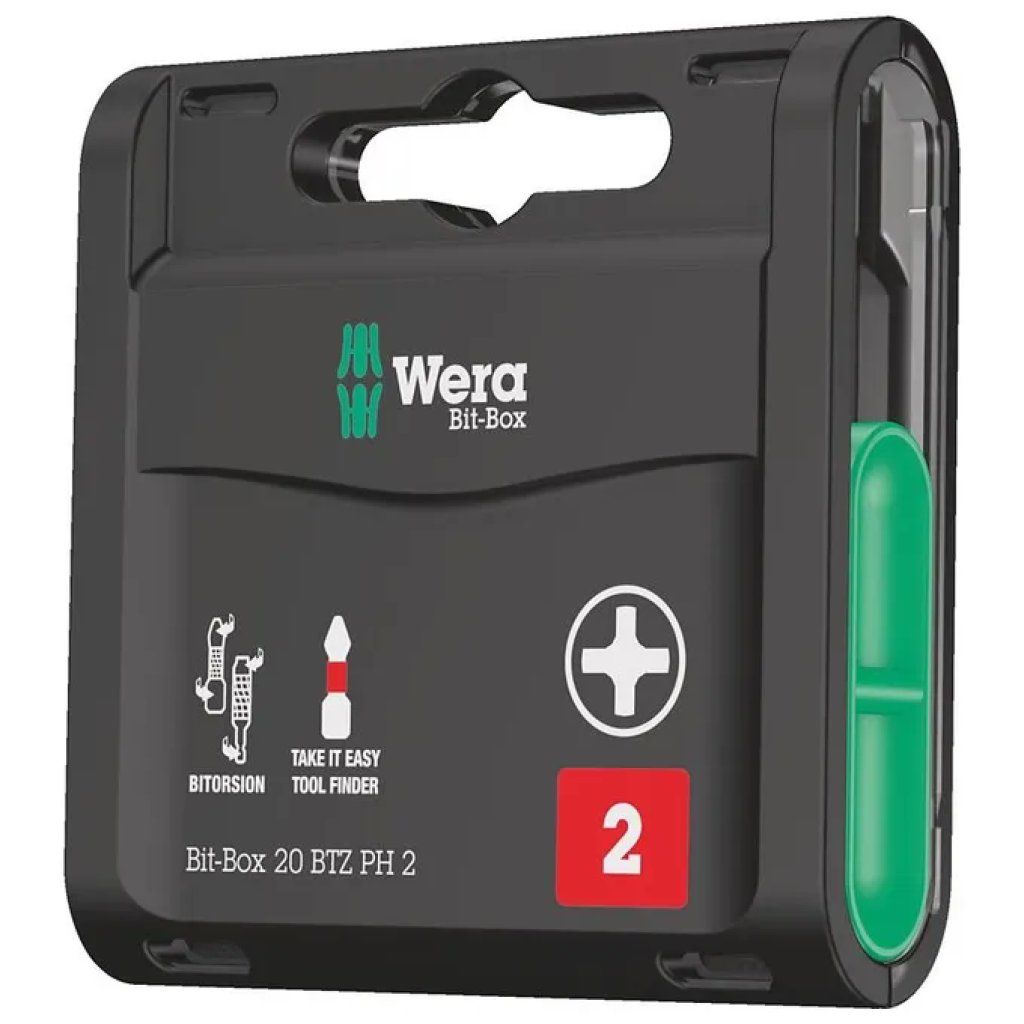 Wera Bit-Box 20 BTZ PH – Set 20 inserti Phillips PH2 BiTorsion Wera Bit-Box 20 BTZ PH – Set 20 inserti Phillips PH2 BiTorsion