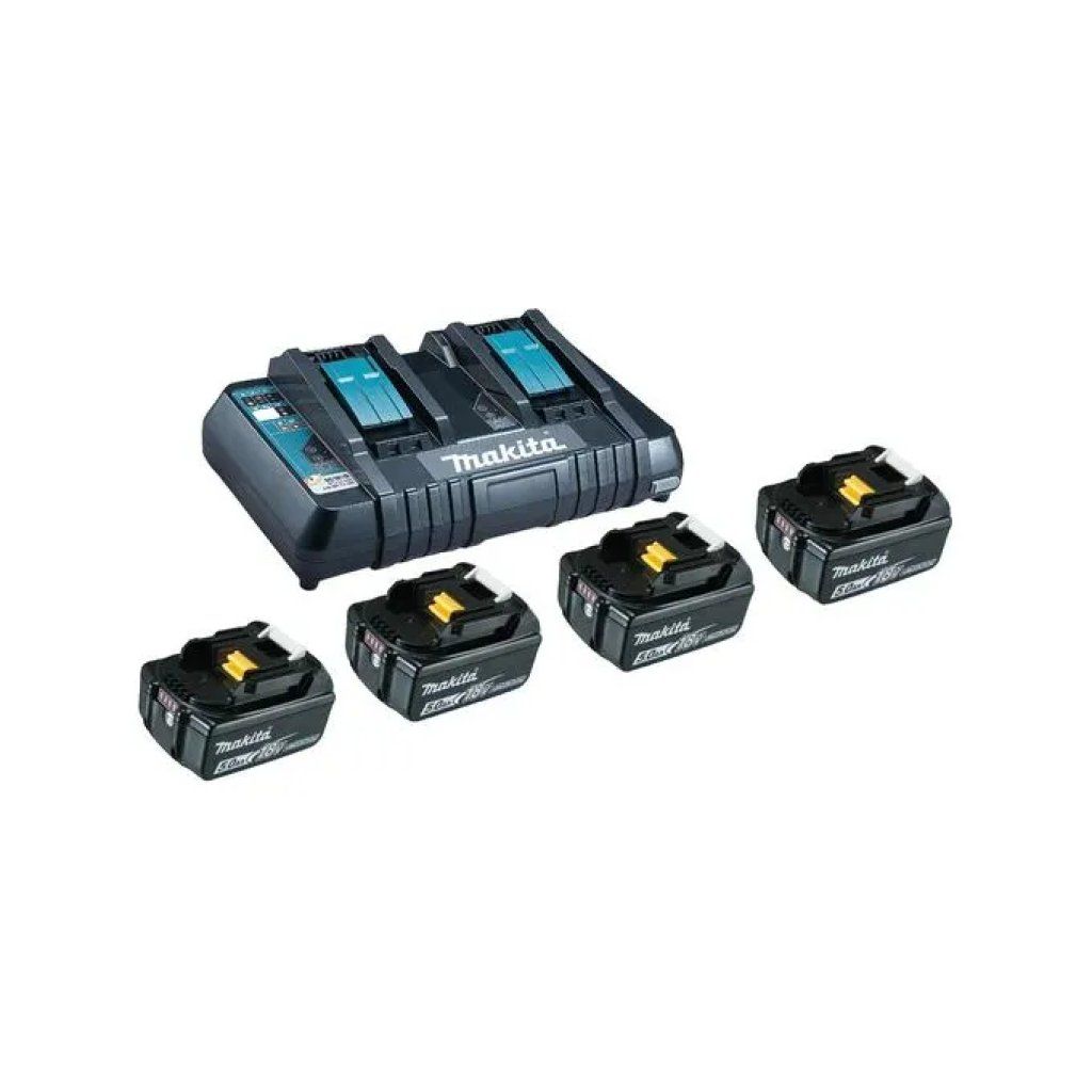 Makita 199483-0 Power Source Kit 18 V 5 Ah con 4 batterie e caricabatterie doppio
