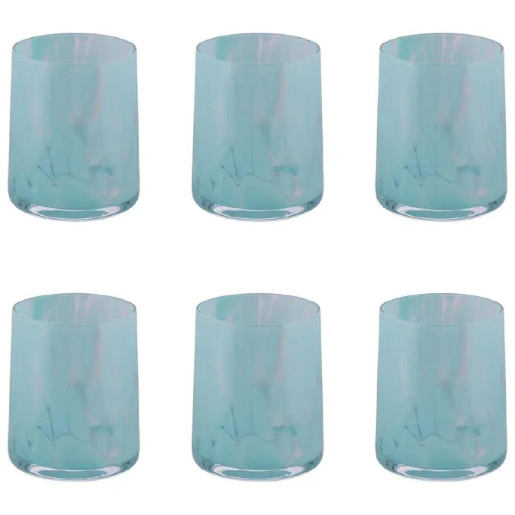VDE TIVOLI 1996 Villa d’Este Thalia – Set 6 Bicchieri da Acqua in Vetro Turchese, 350 ml
