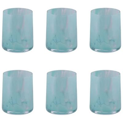 VDE TIVOLI 1996 Villa d’Este Thalia – Set 6 Bicchieri da Acqua in Vetro Turchese, 350 ml