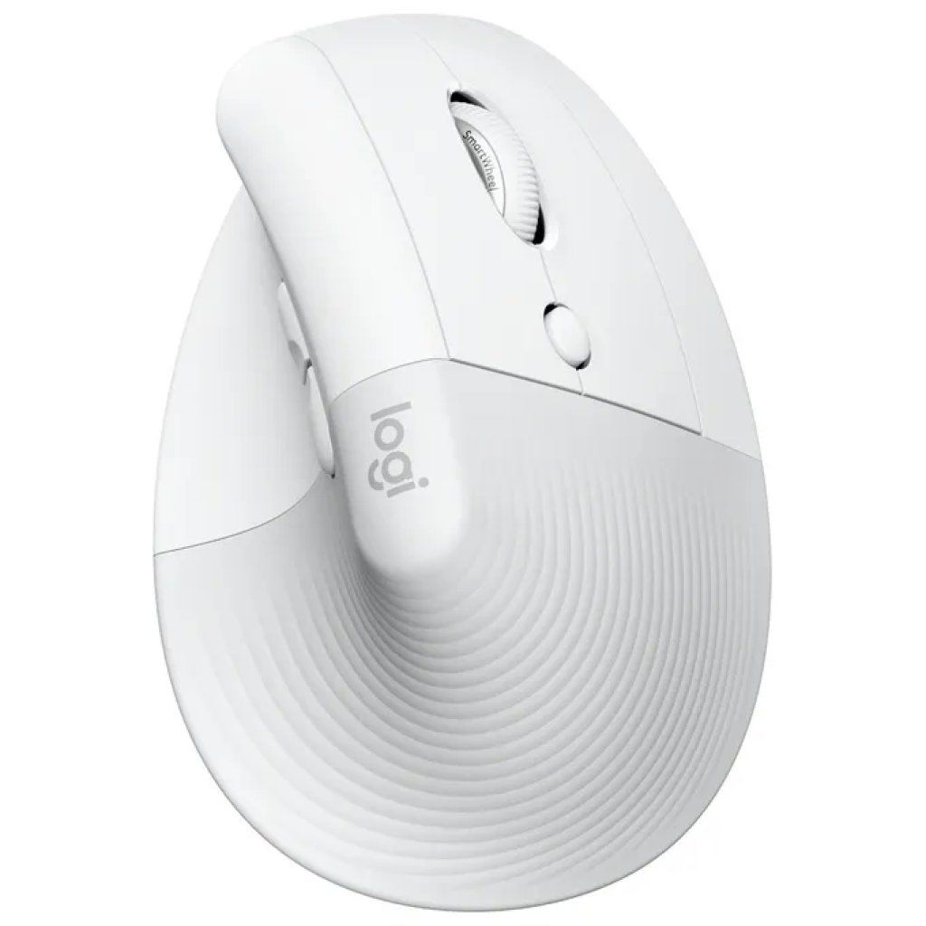 Logitech Lift Mouse Verticale Ergonomico Wireless, 4000 DPI, Bianco