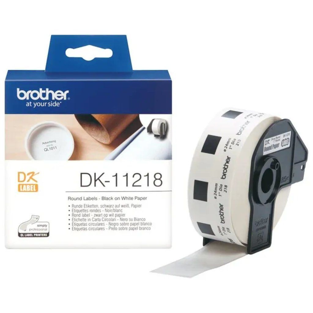 Brother DK-11218 Etichette Circolari Bianche, 2,4 cm, 1000 pezzi