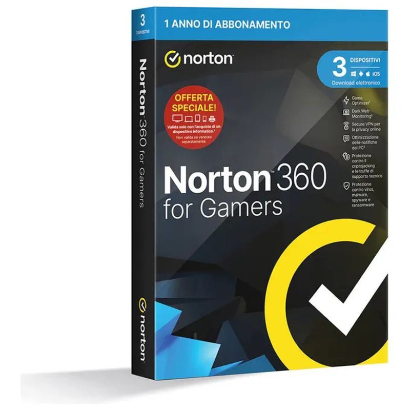 Norton 360 for Gamers 2026 – 3 dispositivi, 50 GB di backup cloud