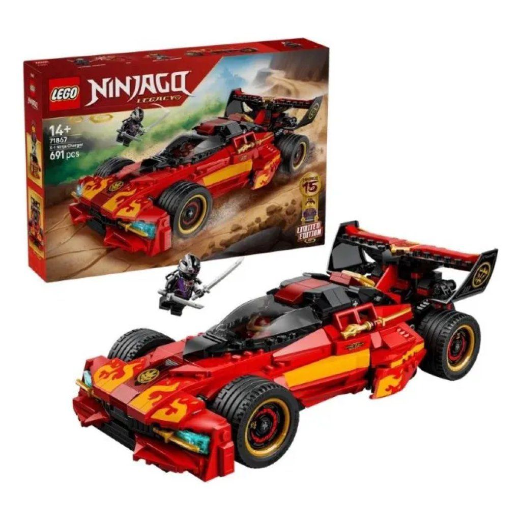 LEGO NINJAGO Super-Bolide Ninja X-1 71867 – Set 2 in 1, 691 pezzi, 3 minifigure, 15° anniversario