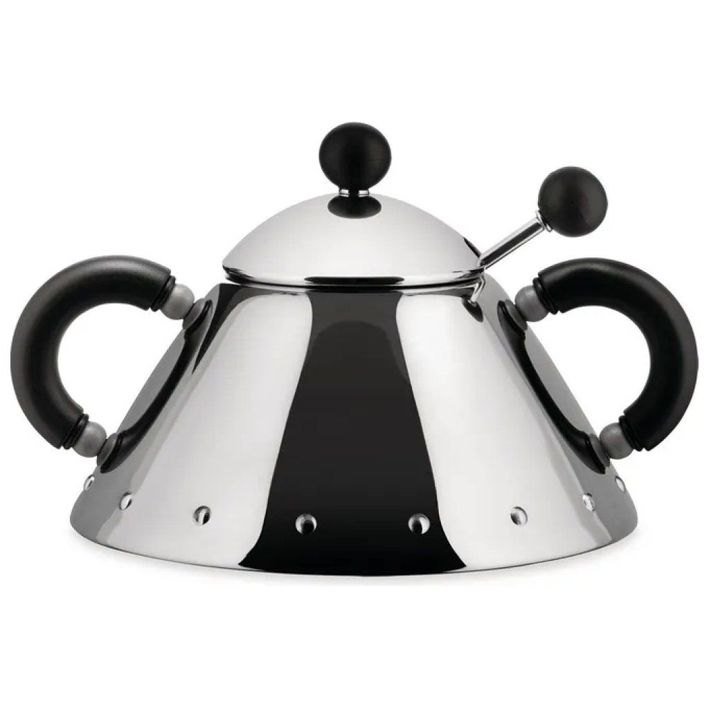 Alessi 9097B Zuccheriera nera con cucchiaino, 20 cl