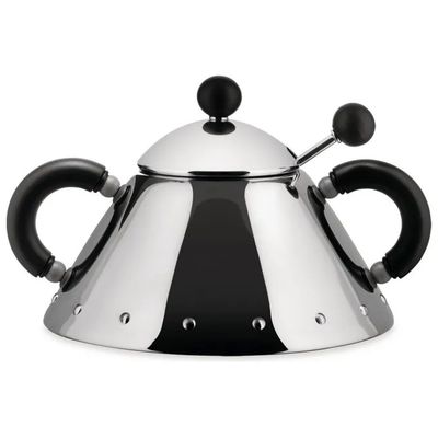 Alessi 9097B Zuccheriera nera con cucchiaino, 20 cl