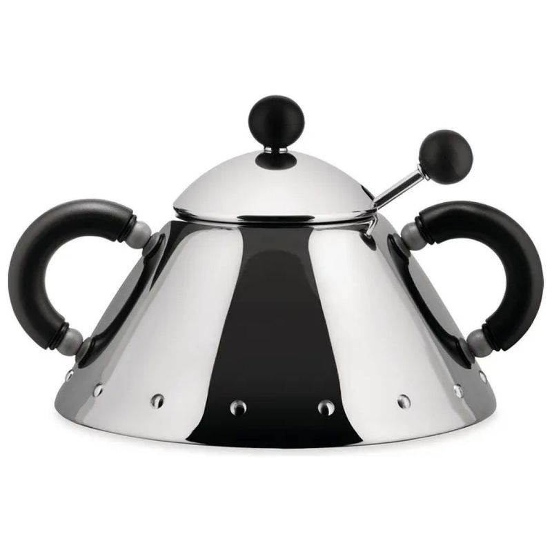 Alessi 9097B Zuccheriera nera con cucchiaino, 20 cl