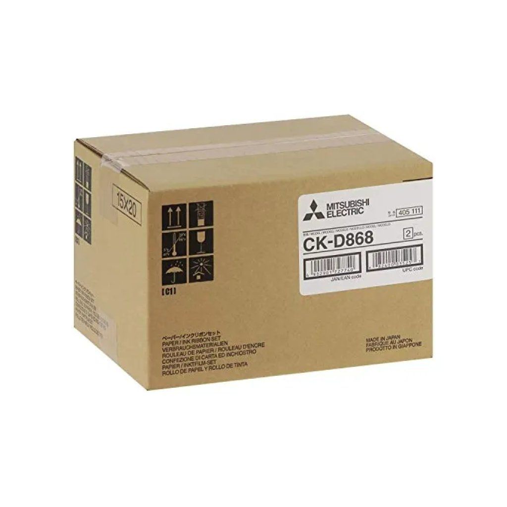 MITSUBISHI ELECTRIC Mitsubishi CK-D868 Kit Carta e Ribbon per Stampanti Fotografiche, 2 Rotoli, 430 Stampe 15×20 cm MITSUBISHI ELECTRIC Mitsubishi CK-D868 Kit Carta e Ribbon per Stampanti Fotografiche, 2 Rotoli, 430 Stampe 15×20 cm