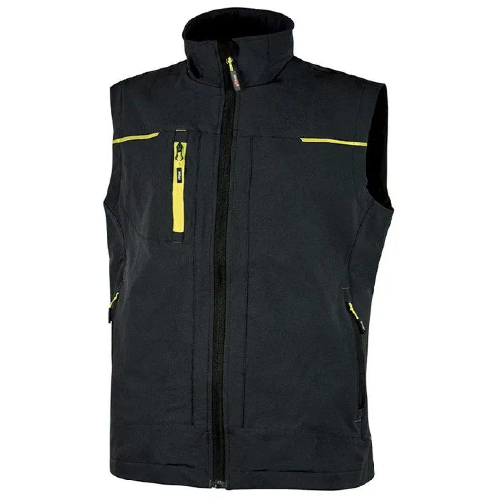 U-Power PE181BC Saturn Gilet da Lavoro Softshell Idrorepellente Traspirante Elasticizzato colore Nero
