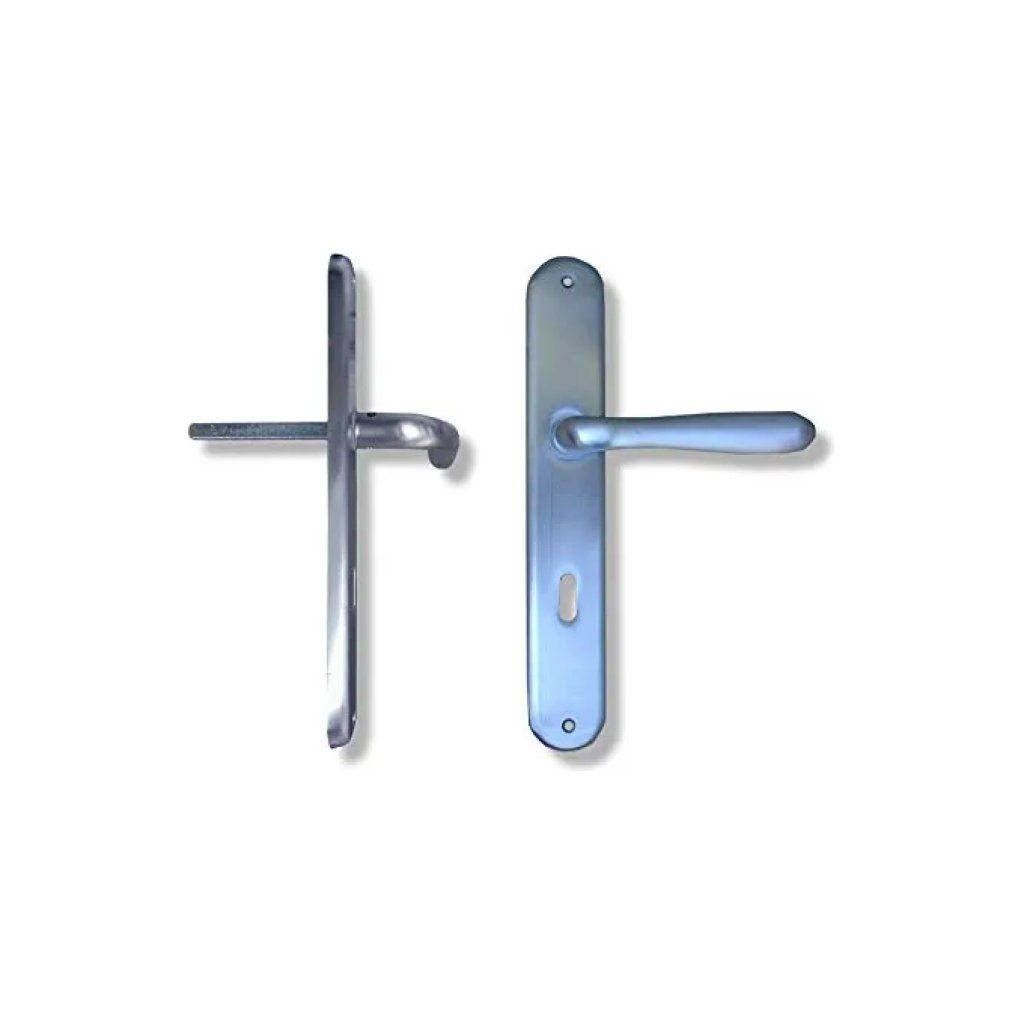 Ghidini Uno – Coppia di maniglie per porta in ottone cromo satinato, placca P90 e foro Patent