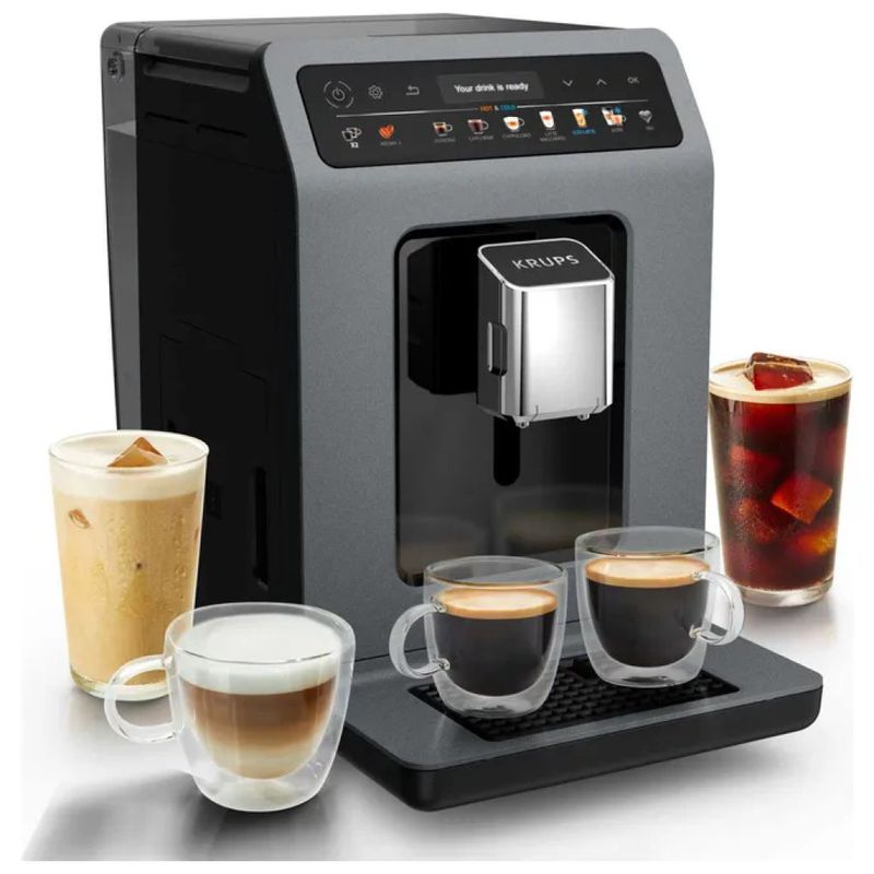 Krups Evidence EA898GF0 – Macchina da caffè automatica, 2,5 L, 15 bar, nero e grigio