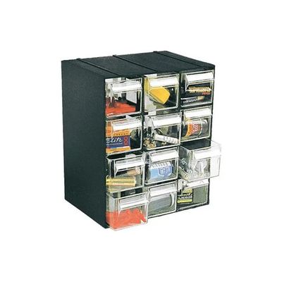Art Plast HOBBY12-1 Cassettiera Portaminuteria a 12 Cassetti, Nera