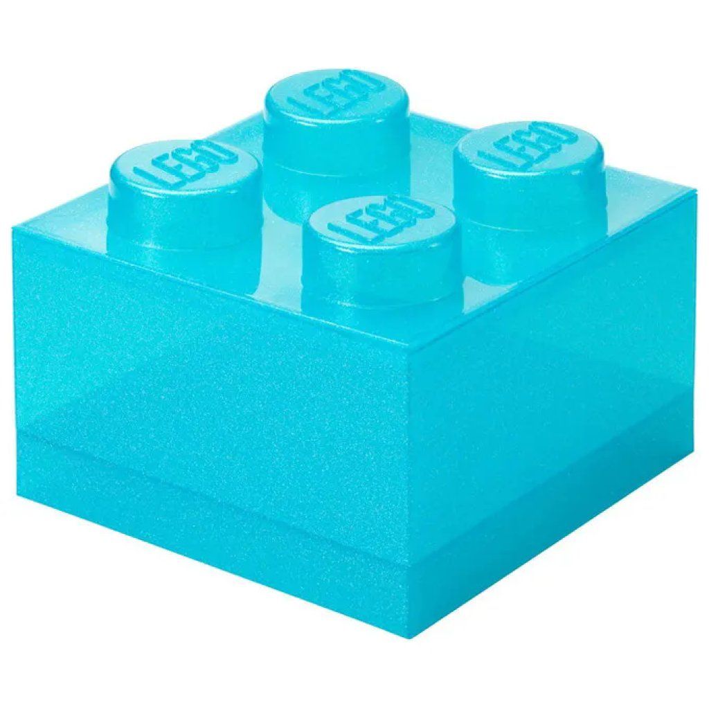 LEGO Storage Brick 4 contenitore impilabile azzurro glitter
