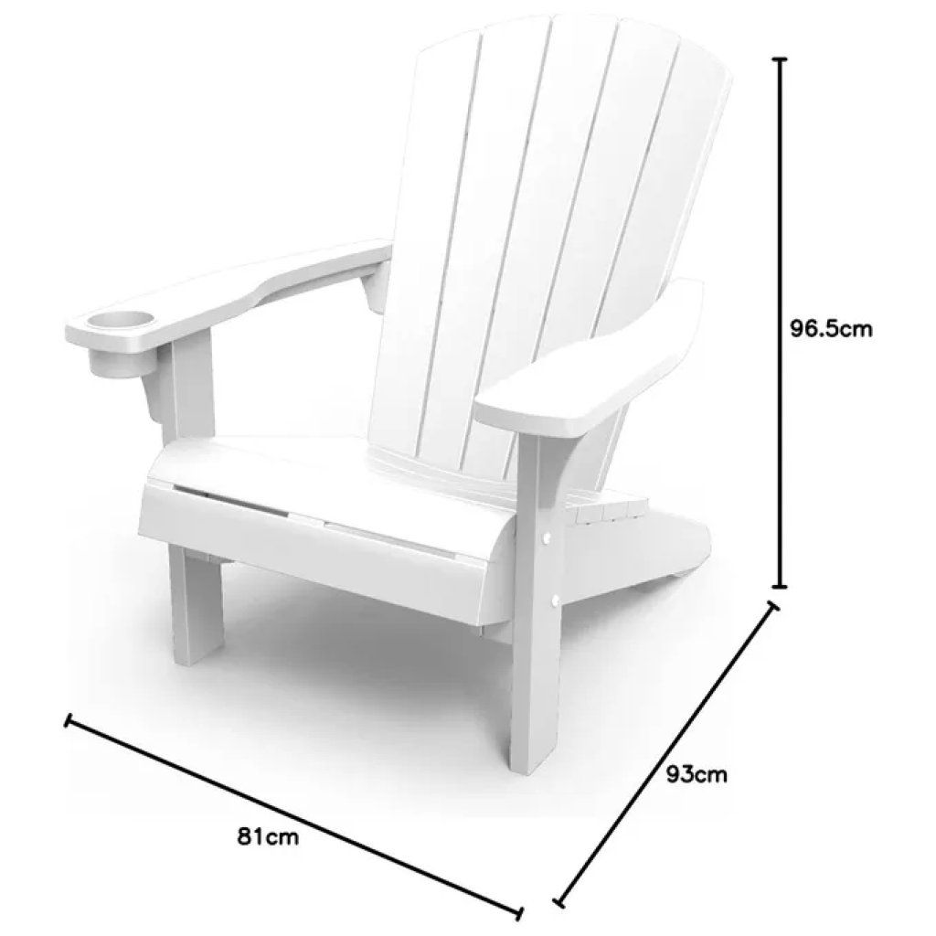 Keter Alpine Poltrona Adirondack da Giardino Bianca con Portab bicchiere