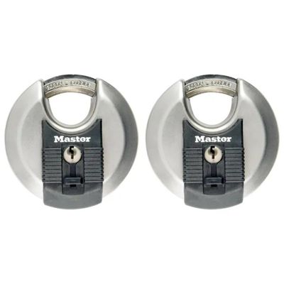 Master Lock M40EURT Lucchetto Discus in Acciaio Inox, 70 mm, Confezione da 2