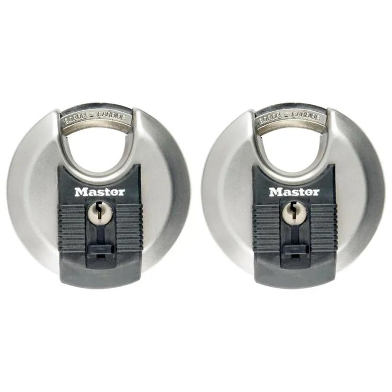 Master Lock M40EURT Lucchetto Discus in Acciaio Inox, 70 mm, Confezione da 2