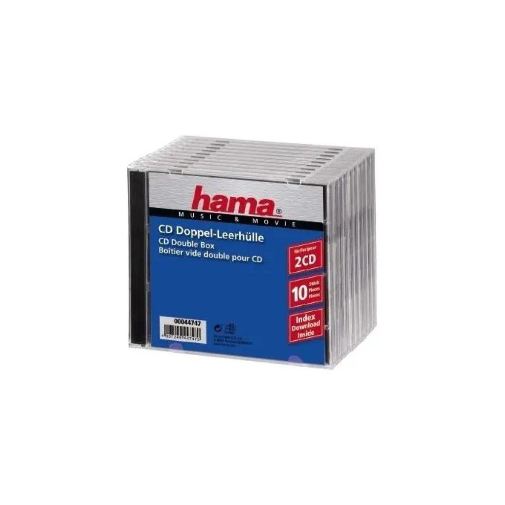 Hama 44747 – Confezione da 10 custodie Jewel Case doppie trasparenti per CD/DVD