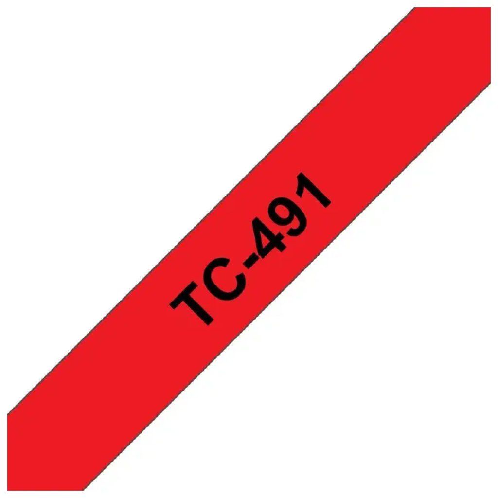BROTHER Nastro laminato Brother TC-491, 9 mm, nero su rosso