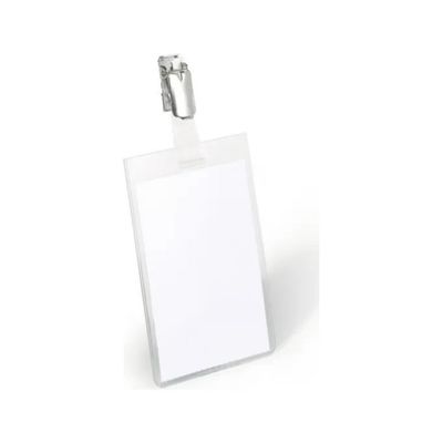 DURABLE 800219 Portanome trasparente con clip rotante, 9 × 6 cm, confezione da 25