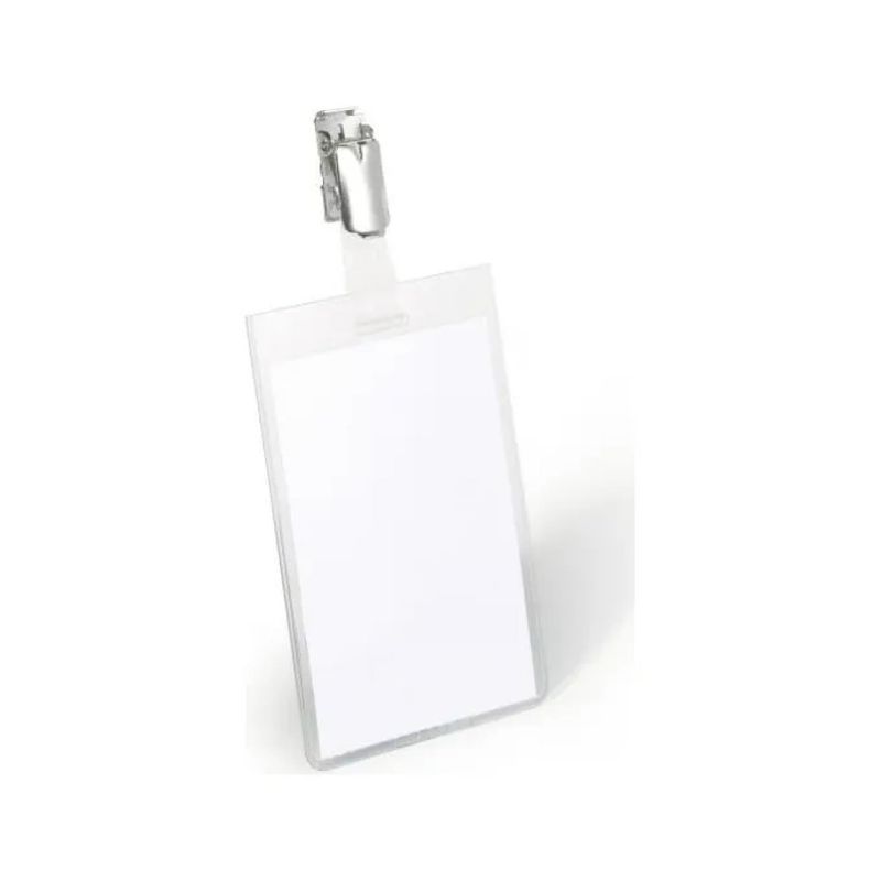 DURABLE 800219 Portanome trasparente con clip rotante, 9 × 6 cm, confezione da 25