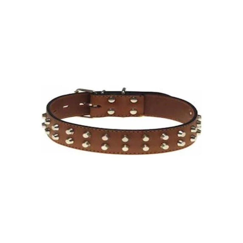 Eurocuoio Collare per Cani in Cuoio con Doppia Fila di Borchie, 30 mm, 60 cm