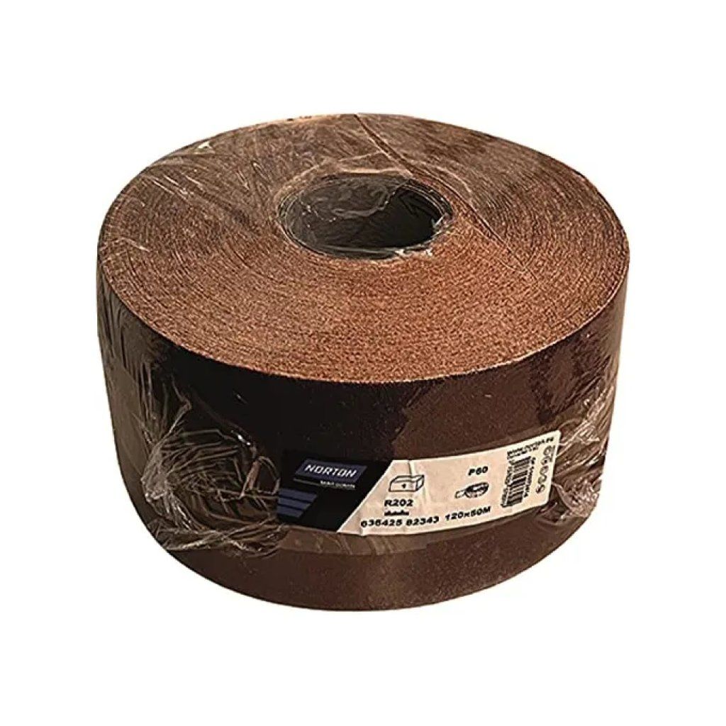 VIGOR-BLINKY Norton R202 Tela abrasiva all’ossido di alluminio, grana 120, 120 mm × 50 m