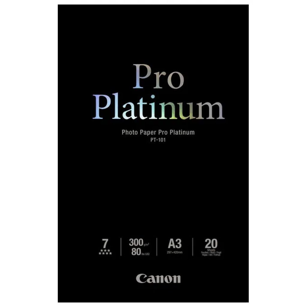 Canon PT-101 Carta Fotografica Pro Platinum A3, 300 g/m², 20 fogli