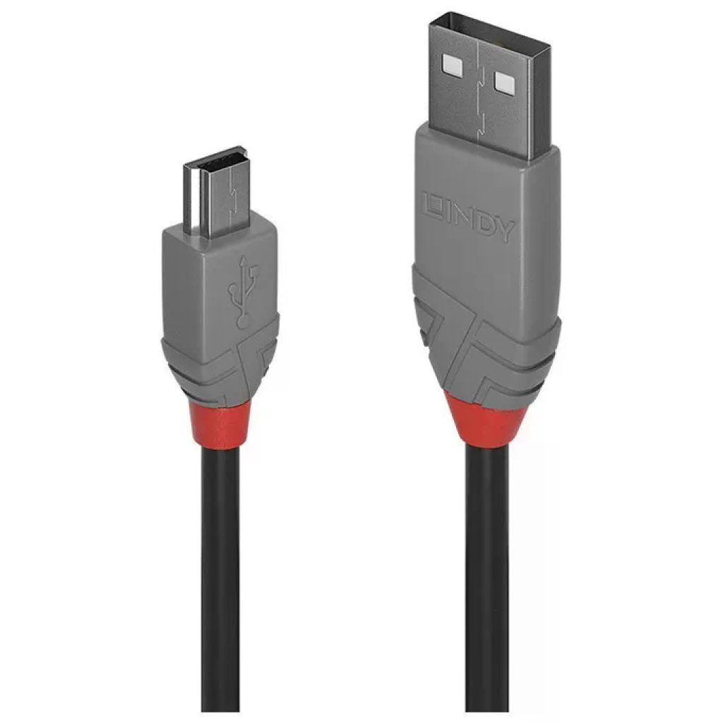 Lindy 36722 Cavo USB 2.0 Tipo A-Mini-B, 1 m, Nero