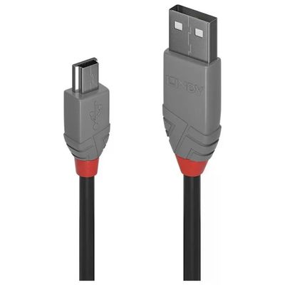 Lindy 36722 Cavo USB 2.0 Tipo A-Mini-B, 1 m, Nero