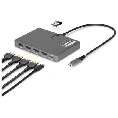 StarTech.com QUAD-USB-HDMI-ADAPT Docking Station USB-C a 4 HDMI, 140 W, Grigia StarTech.com QUAD-USB-HDMI-ADAPT Docking Station USB-C a 4 HDMI, 140 W, Grigia