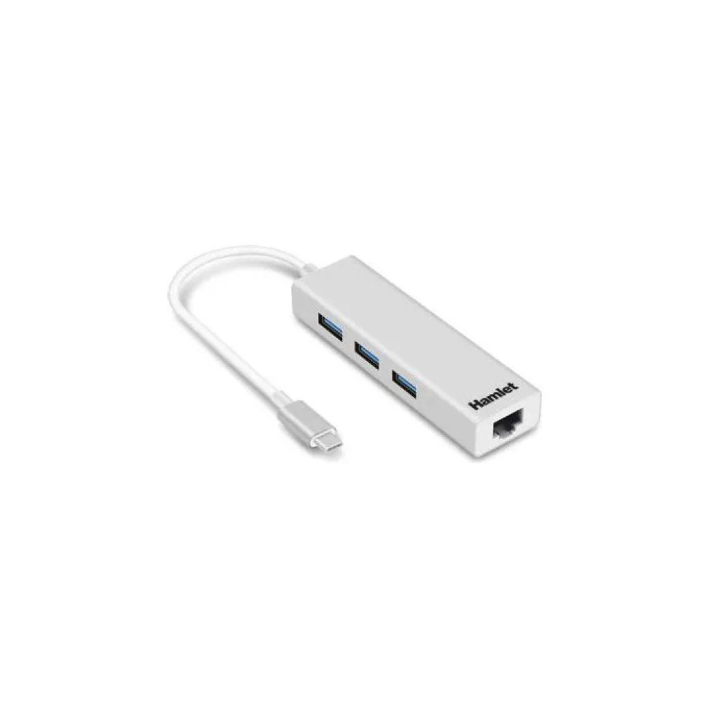 Hamlet XHUB331TCL Hub USB-C con 3 porte USB e LAN Gigabit