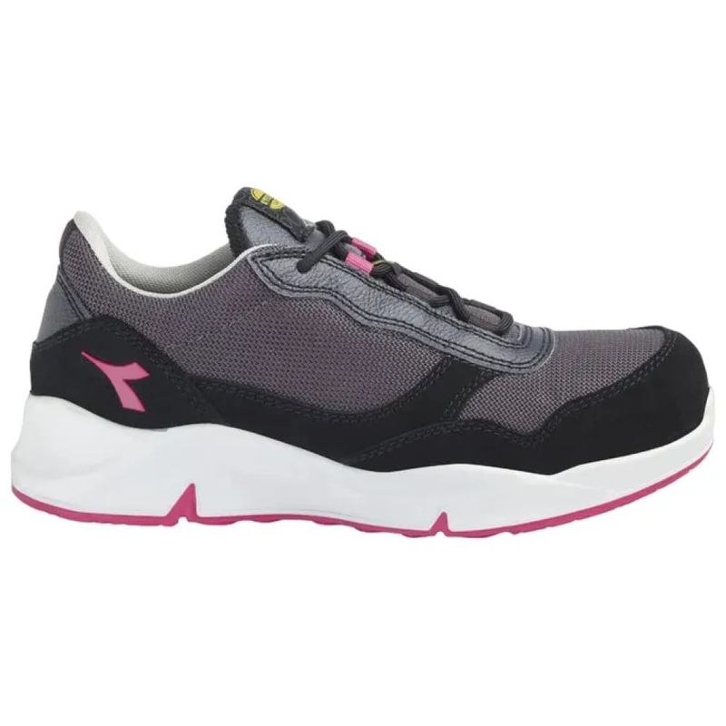 Diadora Athena Text Low S1PL FO SR ESD – Scarpa Antinfortunistica Donna Nero/Fucsia