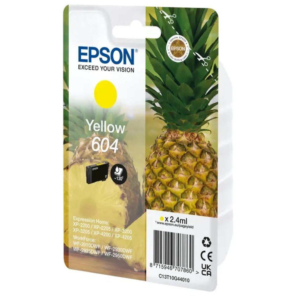 Epson 604 Cartuccia d’Inchiostro Originale Gialla, 2,4 ml Epson 604 Cartuccia d’Inchiostro Originale Gialla, 2,4 ml