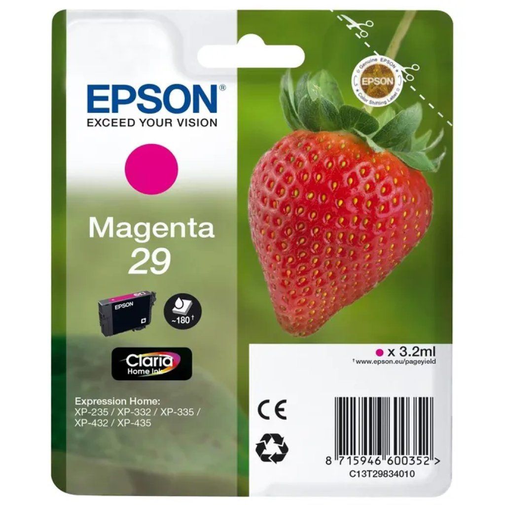 Epson Strawberry 29 – Cartuccia originale magenta 3,2 ml Epson Strawberry 29 – Cartuccia originale magenta 3,2 ml