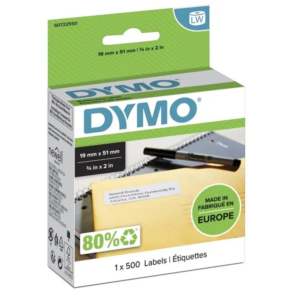 DYMO LabelWriter S0722550 – Etichette rimovibili 19 × 51 mm, 500 pezzi