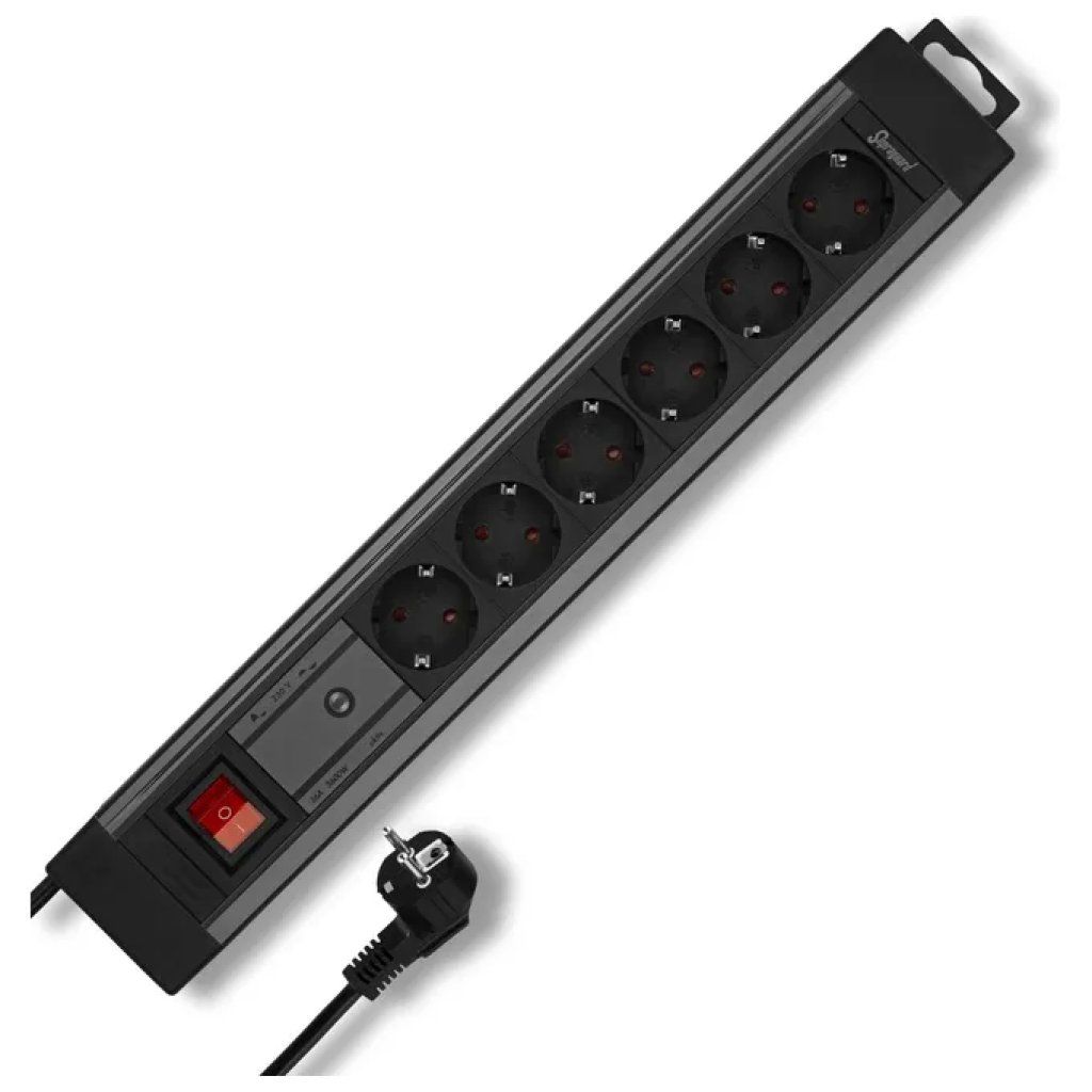 REV Supraguard Multipresa 6 Prese con Protezione da Sovratensione, Cavo 2,8 m, Antracite