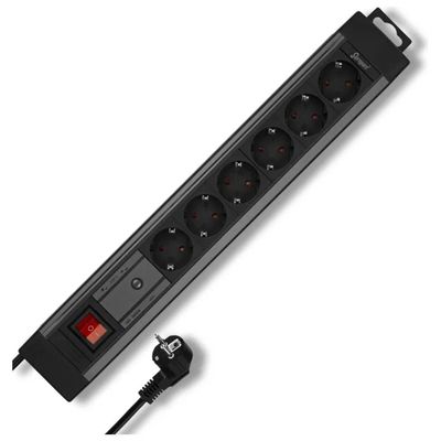 REV Supraguard Multipresa 6 Prese con Protezione da Sovratensione, Cavo 2,8 m, Antracite