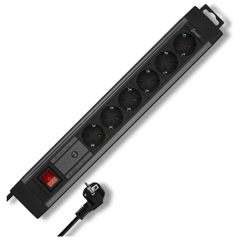 REV Supraguard Multipresa 6 Prese con Protezione da Sovratensione, Cavo 2,8 m, Antracite
