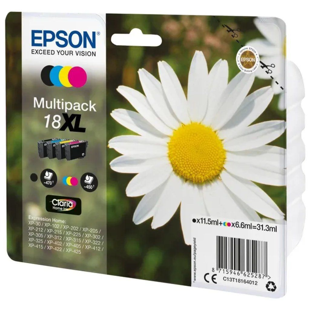 Epson C13T18164012 Serie 18XL Cartucce Inkjet Originali Claria Home Nero Ciano Magenta Giallo 11 5 ml