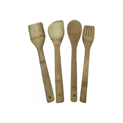 CASTEY Set di 4 Utensili da Cucina in Bambù Naturale