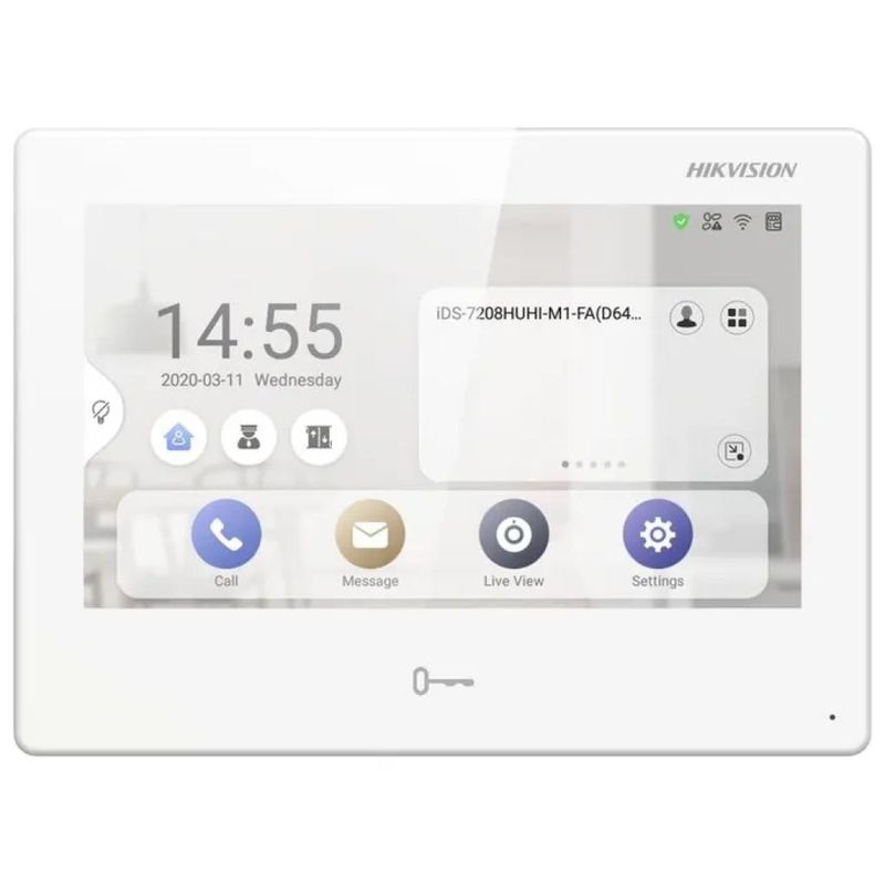 Hikvision DS-KH9310-WTE1 Monitor IP Touchscreen 7" Wi-Fi PoE Android, Bianco