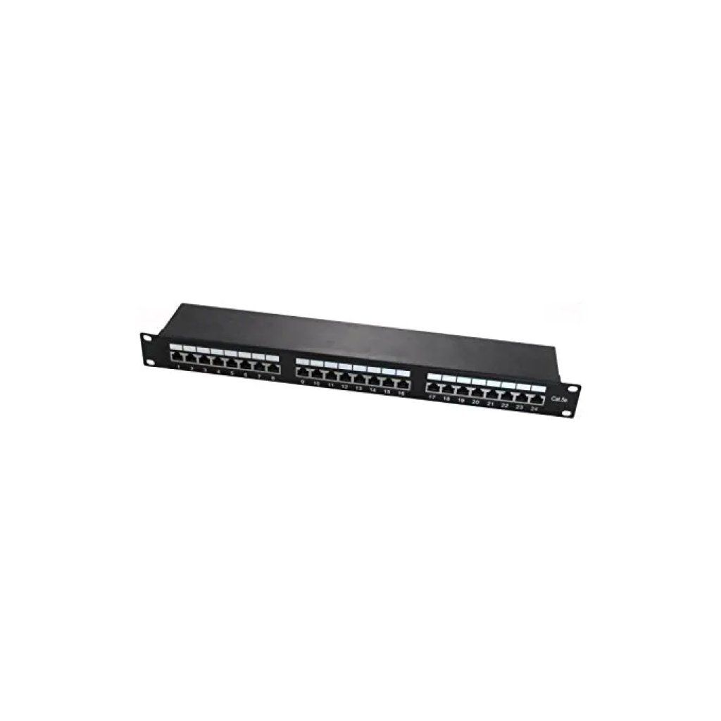 WP Europe Pannello Patch 19 WP Europe Pannello Patch 19" 1U, 24 Porte RJ45 Cat.5e STP, Nero