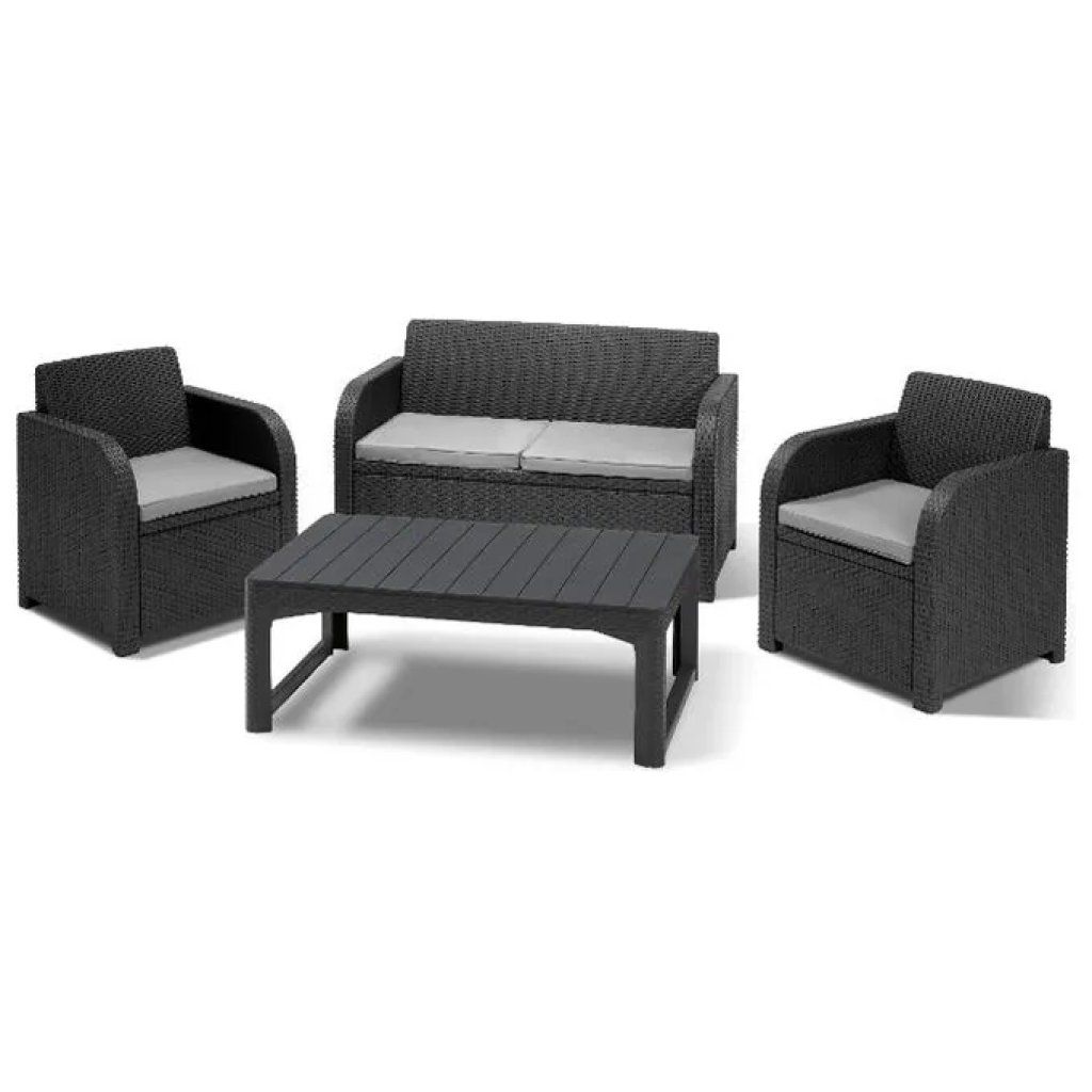 Keter Carolina Lounge Set da Giardino Grafite, 4 Posti