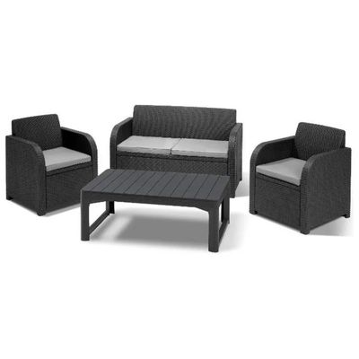 Keter Carolina Lounge Set da Giardino Grafite, 4 Posti