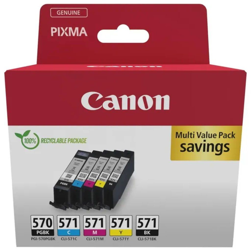 Canon PGI-570 + CLI-571 Multipack Cartucce Originali, 5 Pezzi Canon PGI-570 + CLI-571 Multipack Cartucce Originali, 5 Pezzi